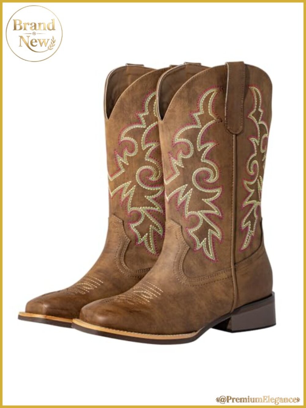 Extra Wide Calf Cowboy Boots Square Toe Pull On Western